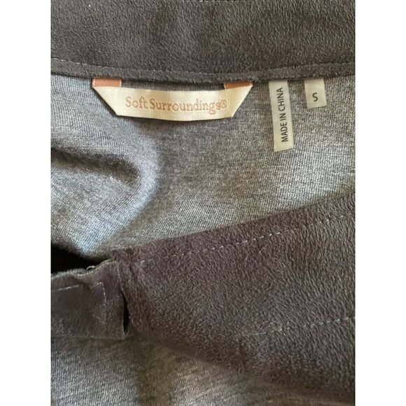 Soft Surroundings Gray Faux Suede Long Jacket, 3/4-Sleeves Women's Size S - Picture 8 of 9